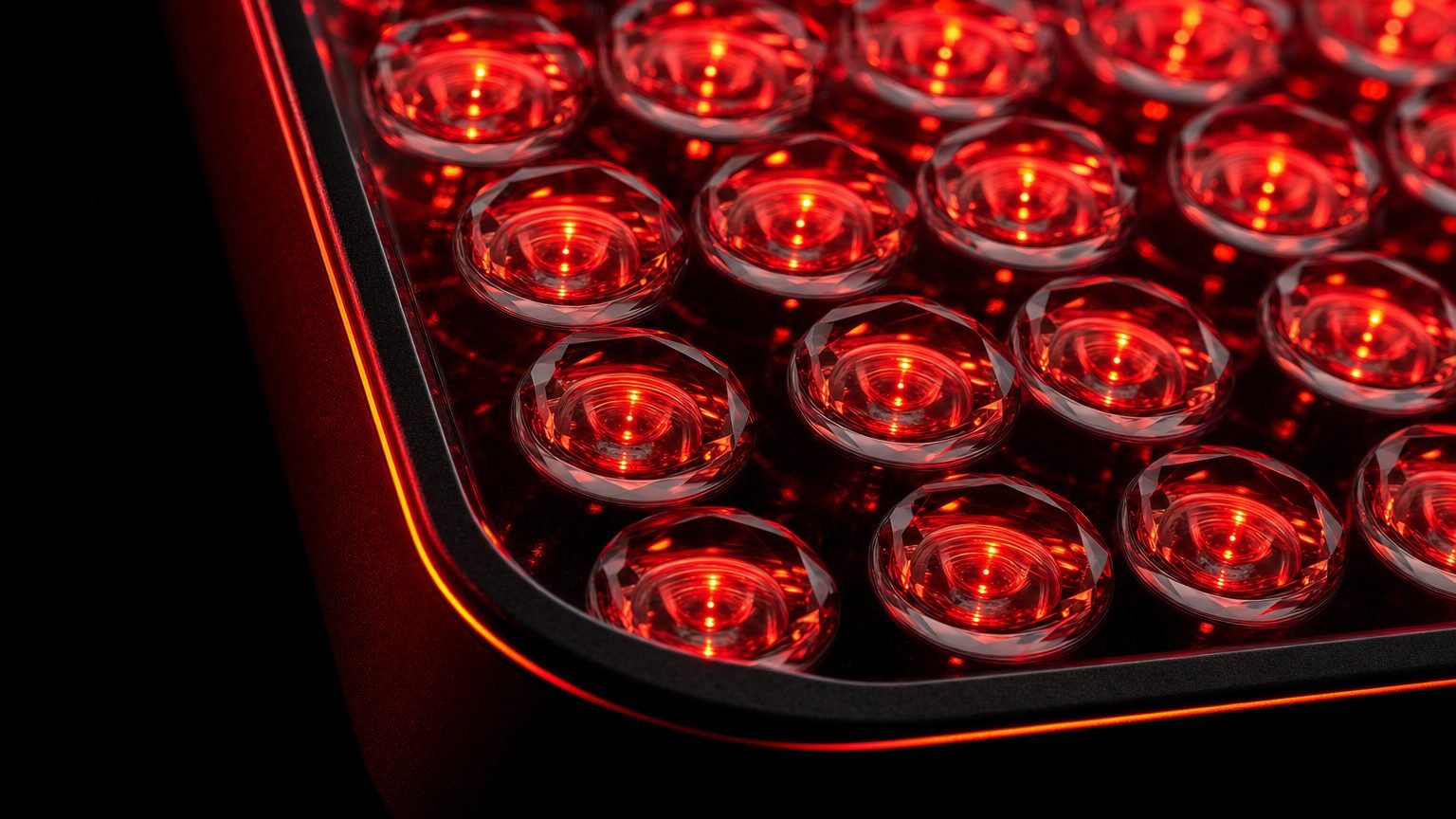 Crystal glass lens array of a Rinnovare red-light panel
